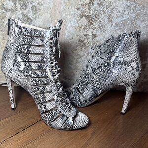 Vince Camuto Snakeskin Lace-Up Fiona Heels
